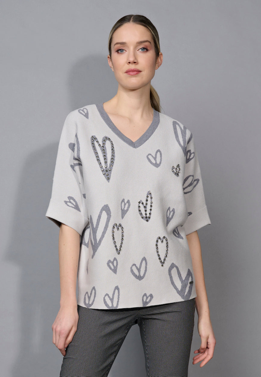 STONE EMBELLISHED HEART TOP