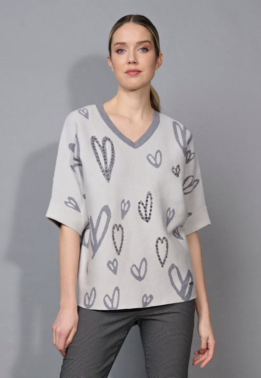 STONE EMBELLISHED HEART TOP