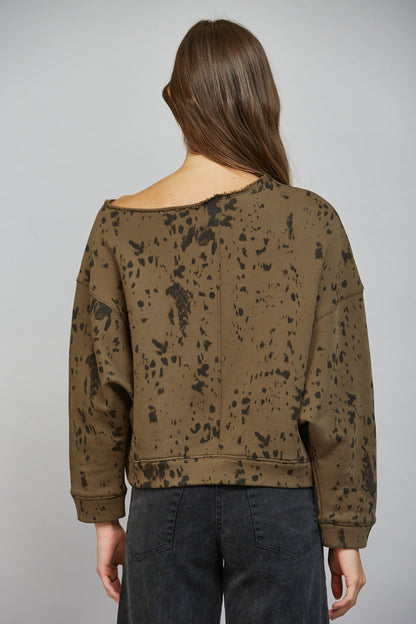 SPECKLED EFFECT ONE SHOULDER SWEATSHIRT