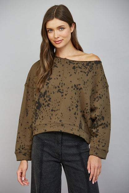 SPECKLED EFFECT ONE SHOULDER SWEATSHIRT