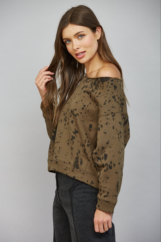 SPECKLED EFFECT ONE SHOULDER SWEATSHIRT