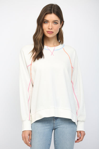 Contrasting Stitching Raglan Sleeve Sweatshirt