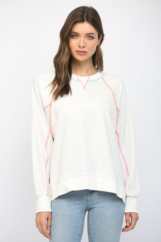 Contrasting Stitching Raglan Sleeve Sweatshirt