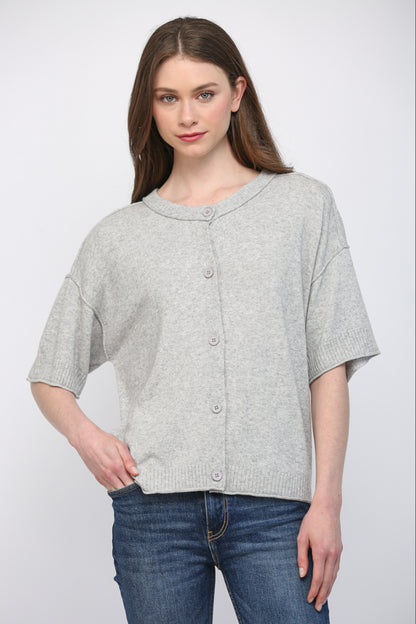 Cashmere Blend Heather Grey Cardigan