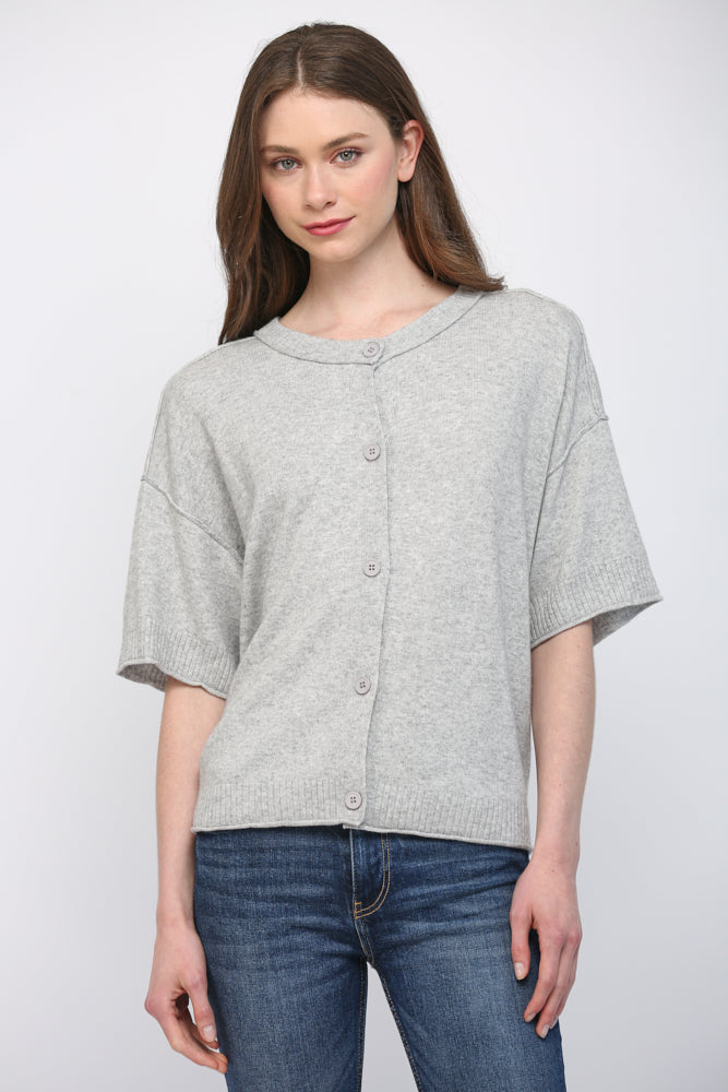 Cashmere Blend Heather Grey Cardigan