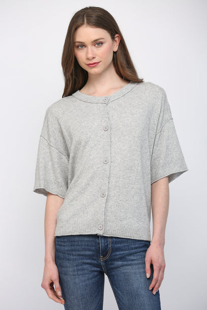 Cashmere Blend Heather Grey Cardigan