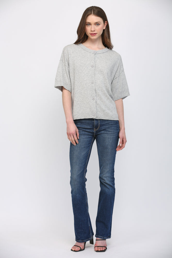 Cashmere Blend Heather Grey Cardigan