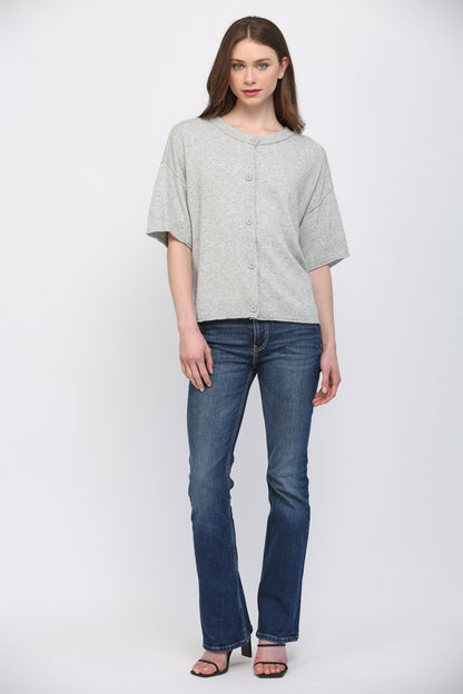 Cashmere Blend Heather Grey Cardigan