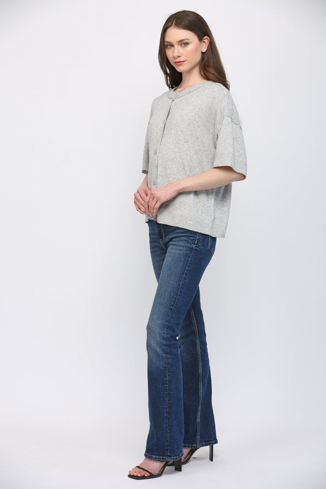Cashmere Blend Heather Grey Cardigan