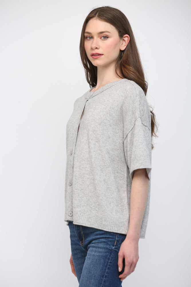 Cashmere Blend Heather Grey Cardigan