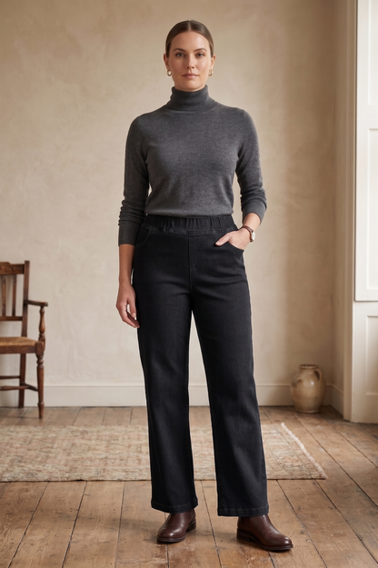 Premium Stretch Denim Pull-On Pants | Minimalist "Little Luxe" Style