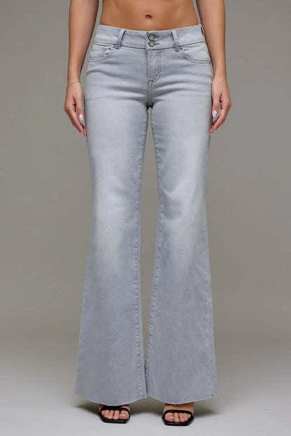 [HAPPI] Light Grey Denim Flare