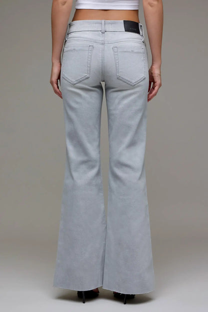 [HAPPI] Light Grey Denim Flare