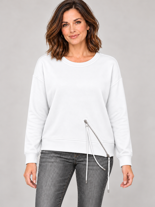 Zip It Up Black Pullover White