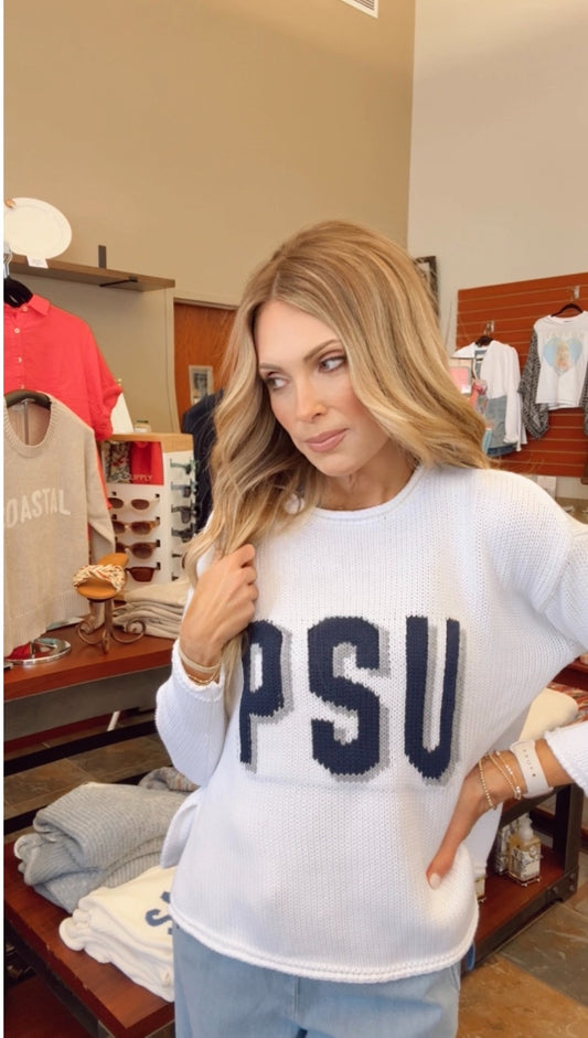 PSU Rollneck White Block Sweater