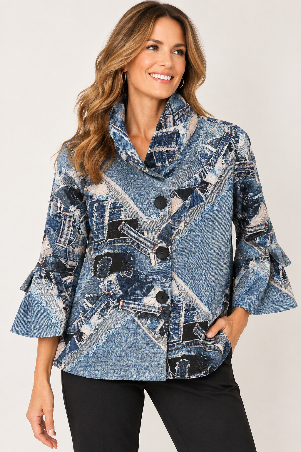 Denim Print Quilted Jacket