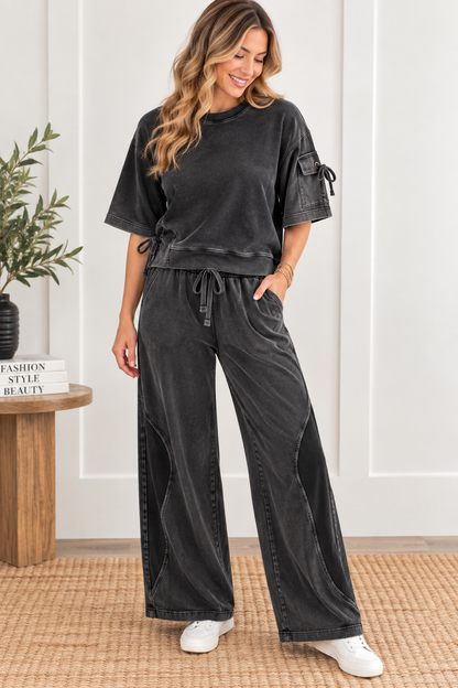 Washed Wide Leg French Terry Sweatpant