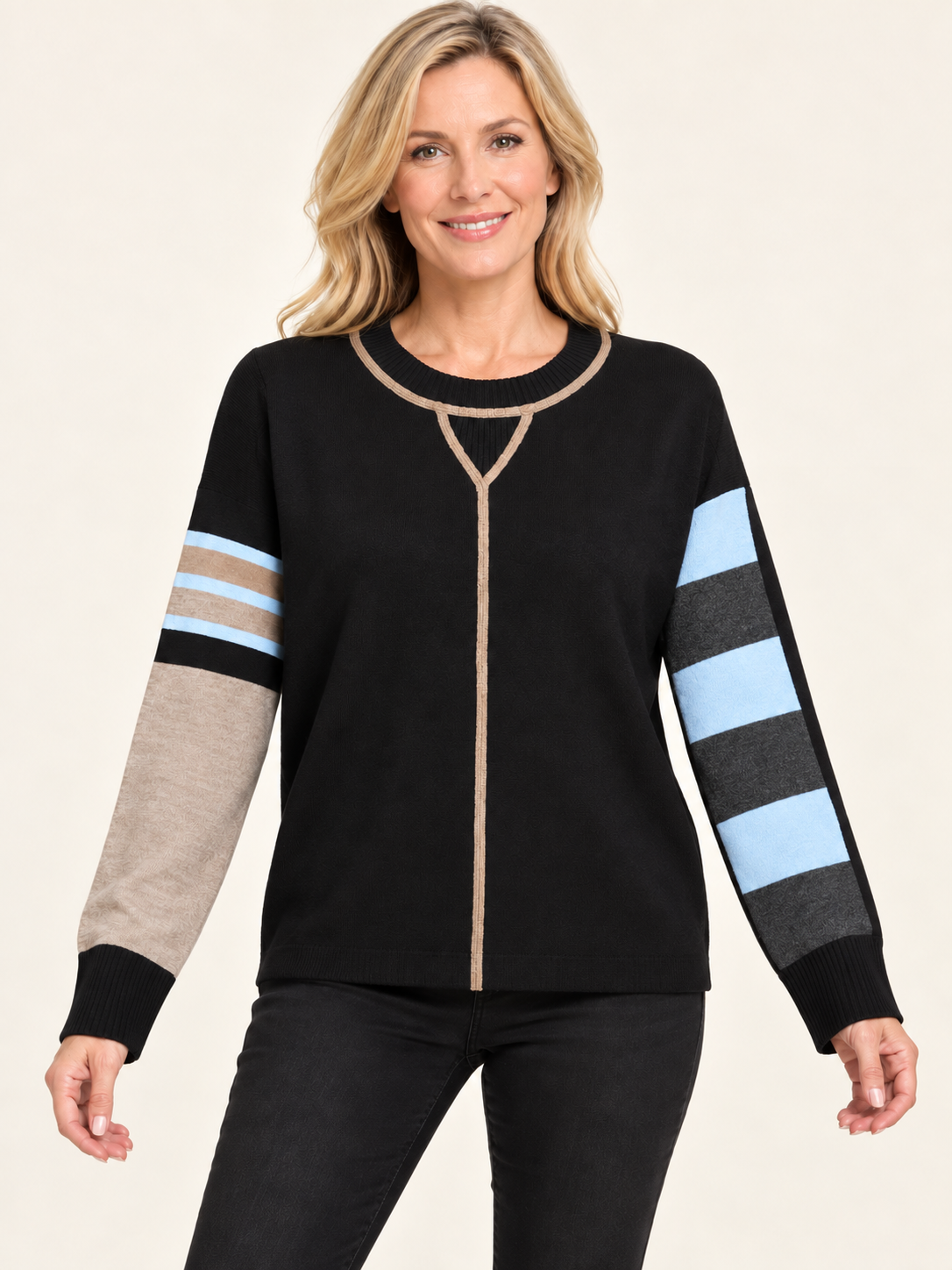 Artful Contrast Sweater