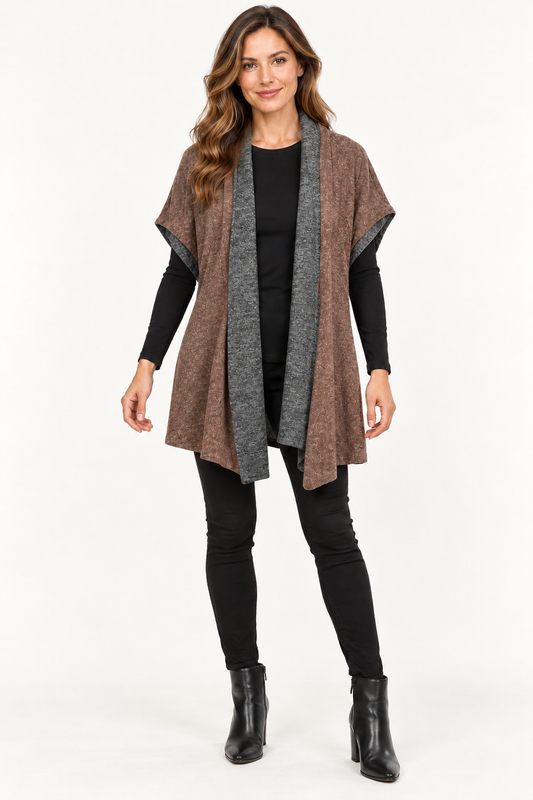Double Take Reversible Cardigan Chocolate/Black