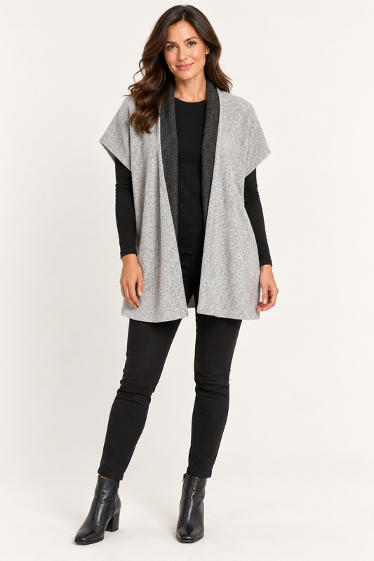 Double Take Reversible Cardigan Grey/Black