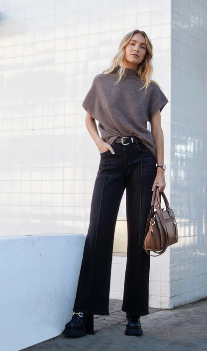 Olivia Pintuck Wide Leg, Black Wash
