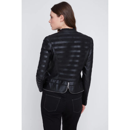 Faux Leather Mesh Zip Jacket