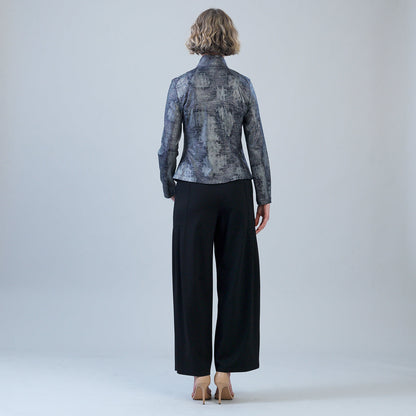 Metallic Liquid Leather™ Textured Signature Jacket - Gunmetal Silver