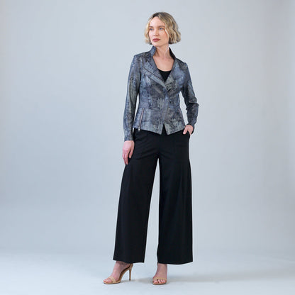 Metallic Liquid Leather™ Textured Signature Jacket - Gunmetal Silver