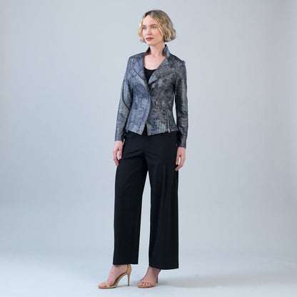 Metallic Liquid Leather™ Textured Signature Jacket - Gunmetal Silver