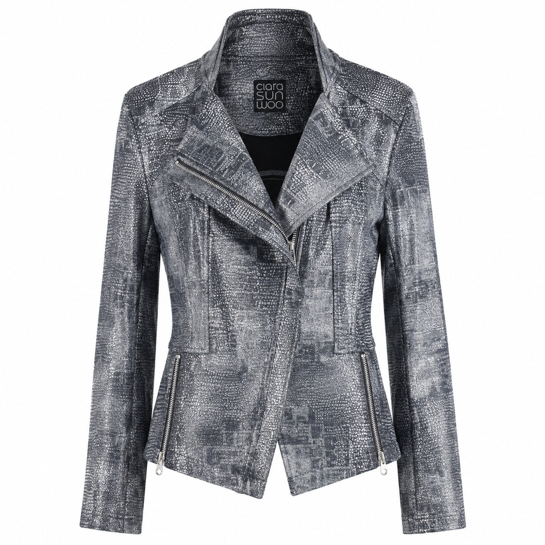 Metallic Liquid Leather™ Textured Signature Jacket - Gunmetal Silver