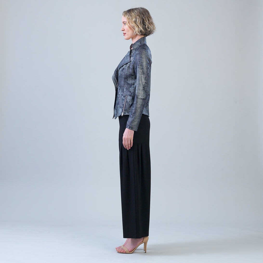 Metallic Liquid Leather™ Textured Signature Jacket - Gunmetal Silver