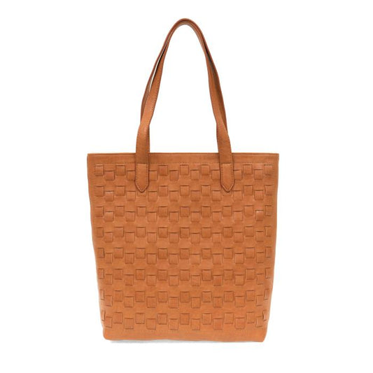 Cognac Willa Woven North/South Tote