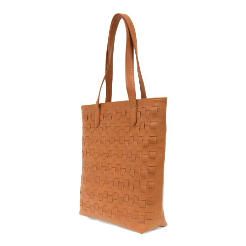 Cognac Willa Woven North/South Tote