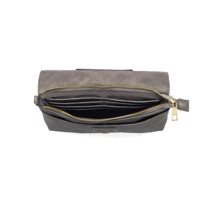 Metallic Dark Chrome Everly Organizer Flap Crossbody