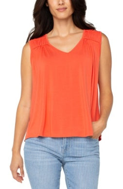 Sleeveless Shirred Detail Knit Top