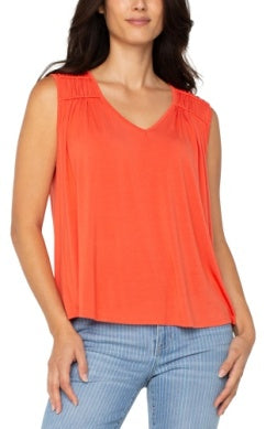 Sleeveless Shirred Detail Knit Top