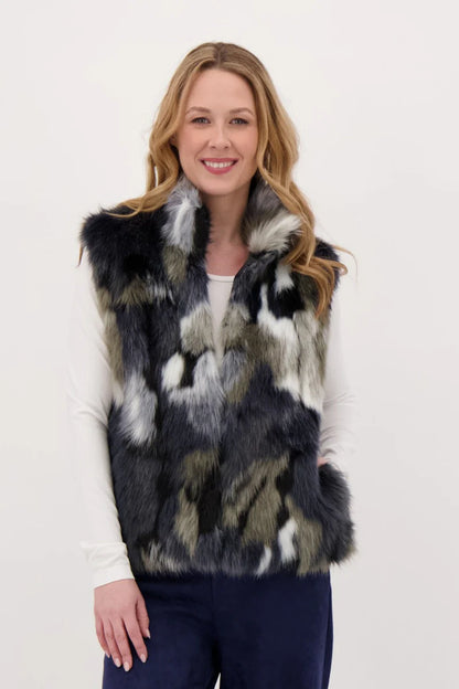 Multicolour Faux Fur Vest