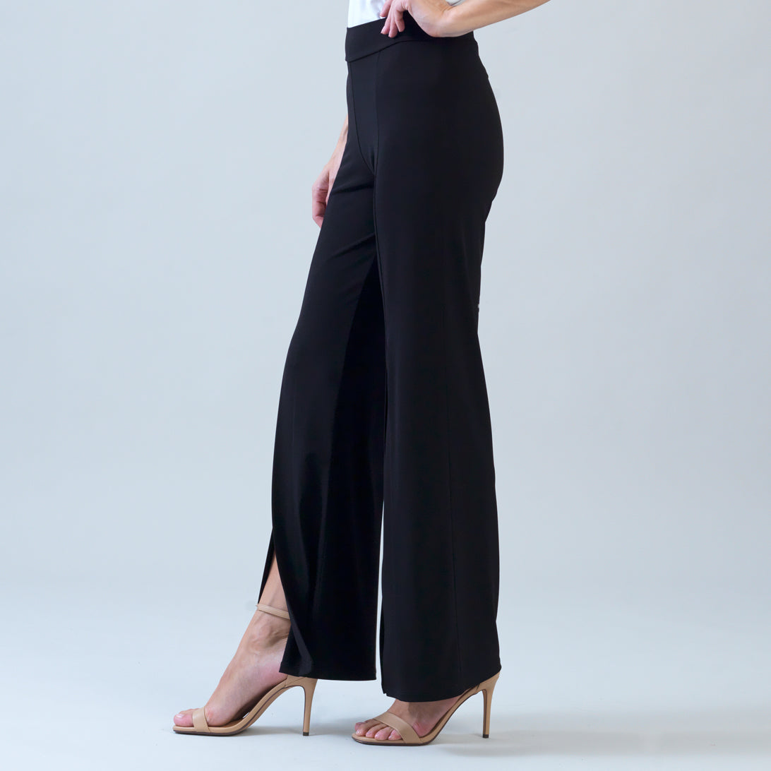 Kick Front High Slit Pant - Black