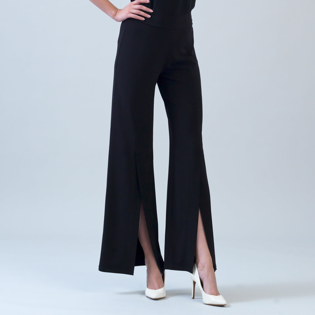 Kick Front High Slit Pant - Black