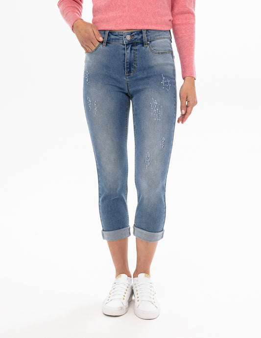 Stretch Denim Slim Leg with Embellishment