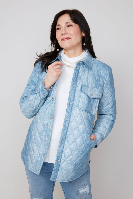 Denim Print Quilted Shacket
