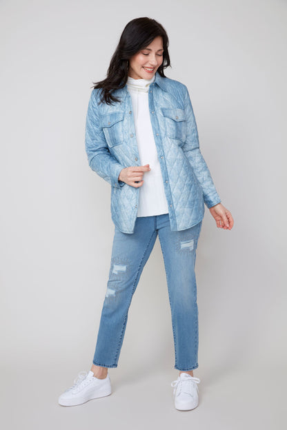 Denim Print Quilted Shacket