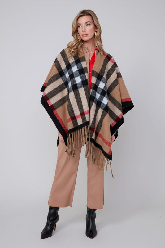 Plaid Fringe Poncho