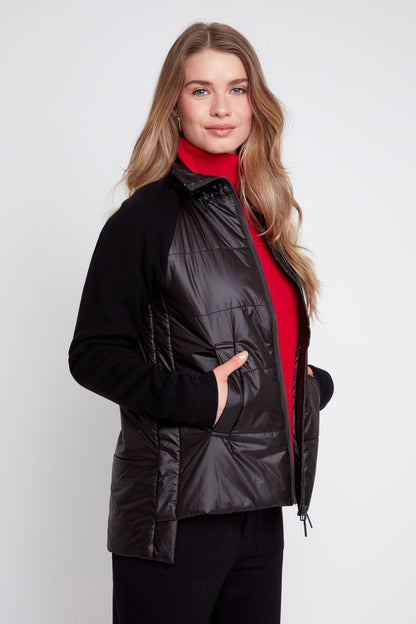 Black Mixed-Media Puffer Jacket