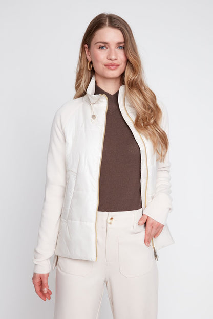 Oyster Mixed-Media Puffer Jacket
