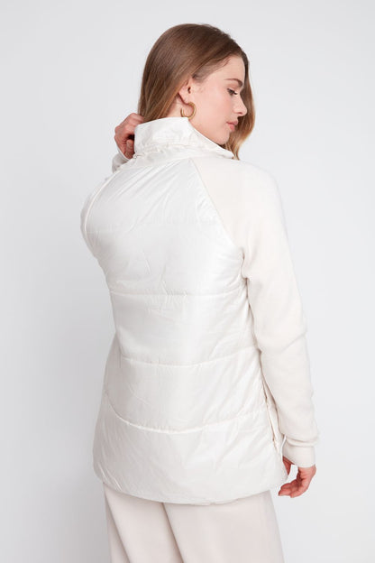 Oyster Mixed-Media Puffer Jacket