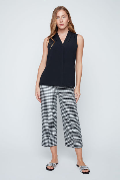Sleeveless V-Neck Essential Top- Black