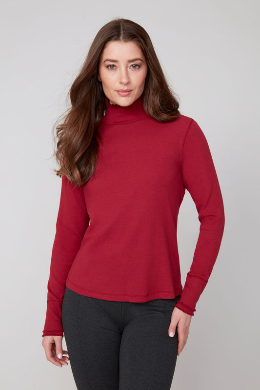 Ruffle Mock Neck Top