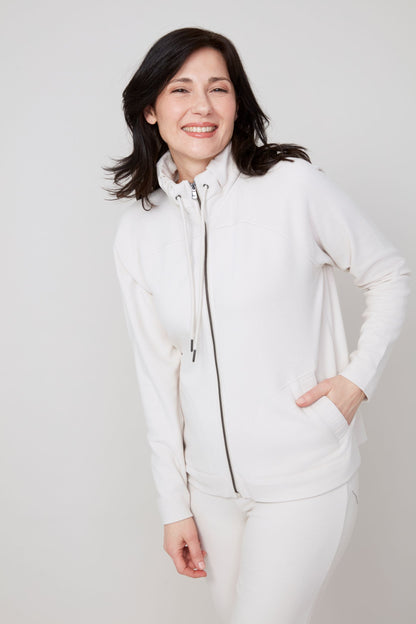 Casual Zip Up Jacket Oyster
