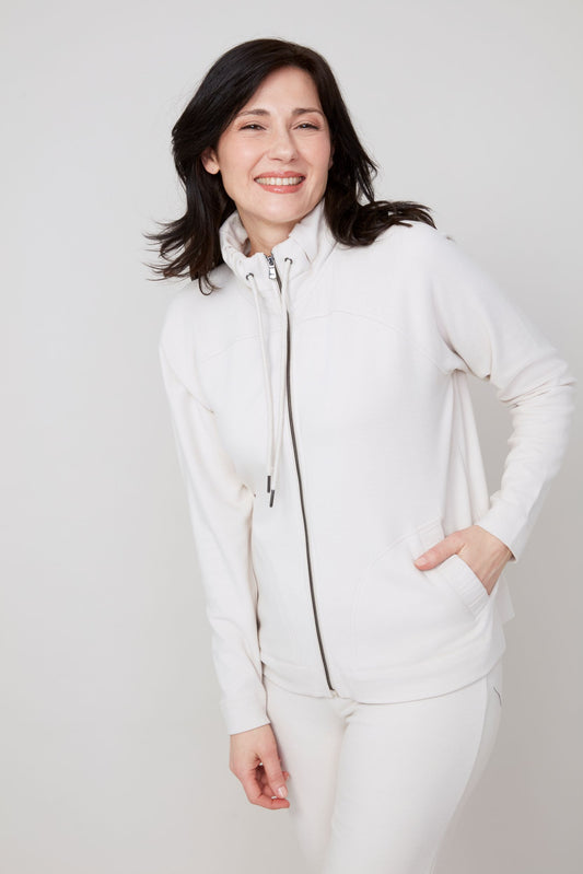 Casual Zip Up Jacket Oyster